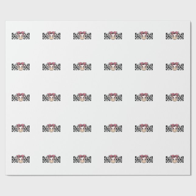 Cute Cow Mum Bow Graphic Design_1 Wrapping Paper (Flat)