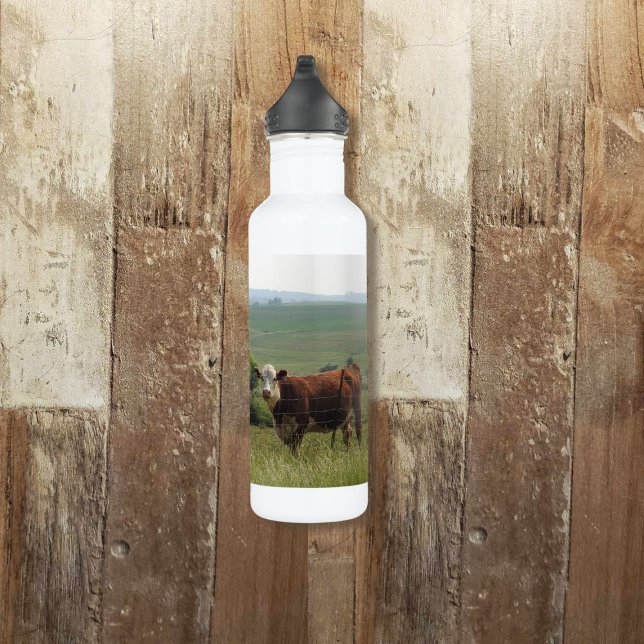 Cute Cow on the Farm with Pretty Background 710 Ml Water Bottle (Creator Uploaded)