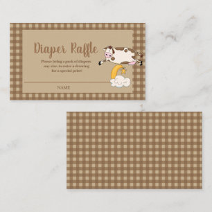 Cute Cow Over the Moon Diaper Raffle Enclosure Card