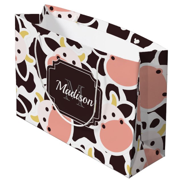 Cute Cow Pattern Large Gift Bag (Back Angled)