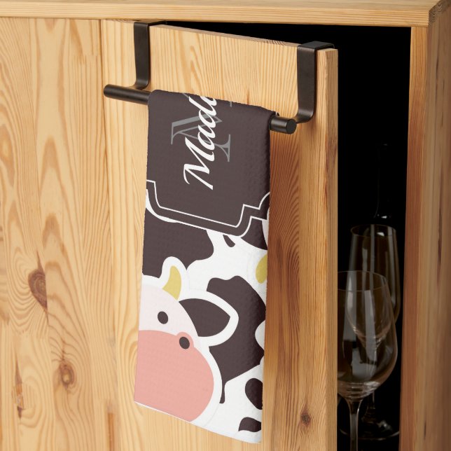 Cute Cow Pattern Tea Towel (Thirds Fold)