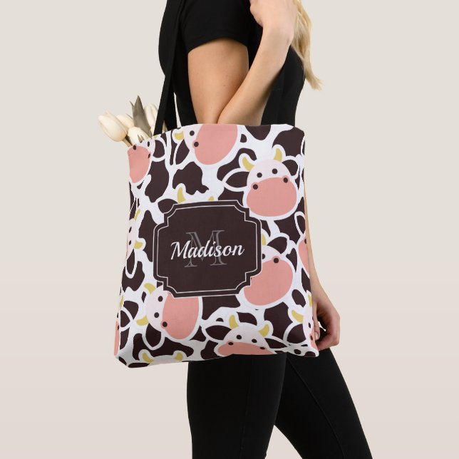 Cute Cow Pattern Tote Bag (Close Up)