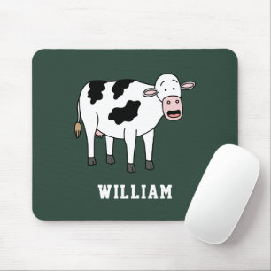 Cute Cow Personalised Custom Name Back To School Mouse Mat