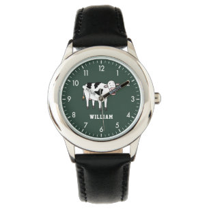 Cute Cow Personalised Custom Name Back To School Watch