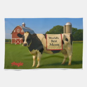 Cute Cow Personalised Kitchen Towel for Mum