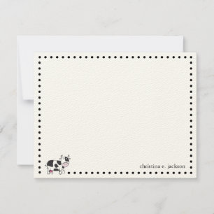 Cute Cow Personalised Note Card