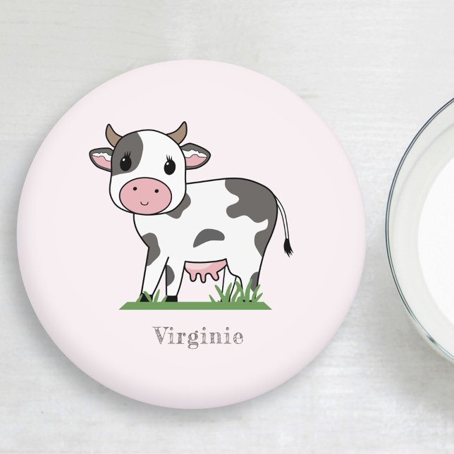 Cute Cow Pink Coaster (Cute Cow Pink Coaster)