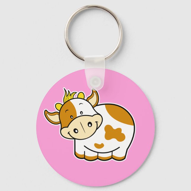Cute Cow Pink Keychain (Front)