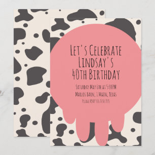 Cute Cow Print Adult Party 40th Birthday Holiday Card