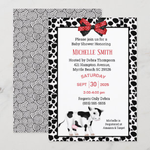 Cute Cow Print Baby Shower Invitation