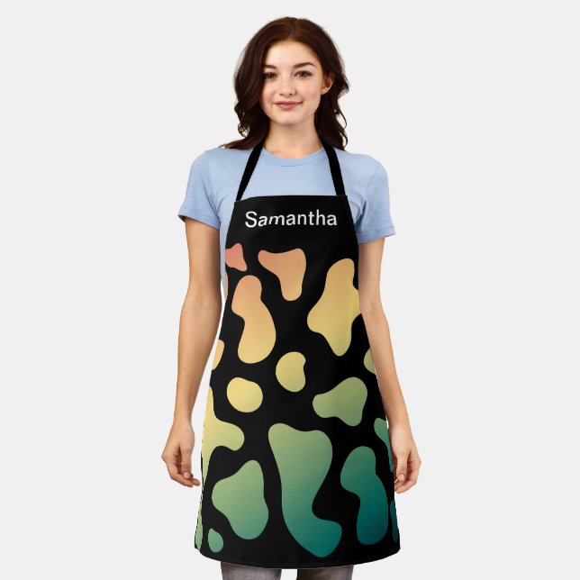 Cute Cow Print Colourful Custom Apron (Worn)