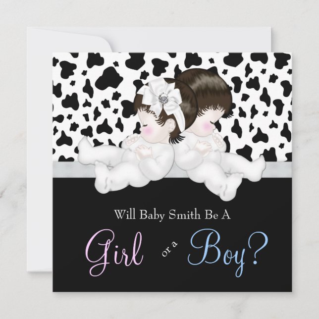 Cute Cow Print Gender Reveal Invitation (Front)