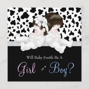 Cute Cow Print Gender Reveal Invitation