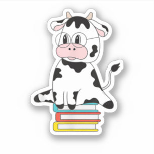 Cute Cow Print Kawaii Animal Pattern Book Reading
