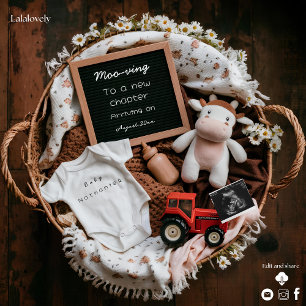 Cute cow Rustic Farm Pregnancy Announcement 