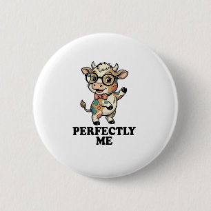 Cute Cow Shirt With Glasses Perfect Vibes 6 Cm Round Badge