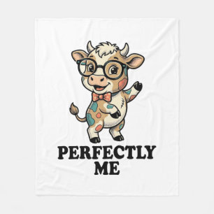 Cute Cow Shirt With Glasses Perfect Vibes Fleece Blanket