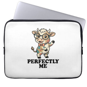 Cute Cow Shirt With Glasses Perfect Vibes Laptop Sleeve