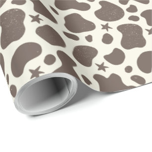 Cute Cow Skin Cowboy Style brown cream Wrapping Paper