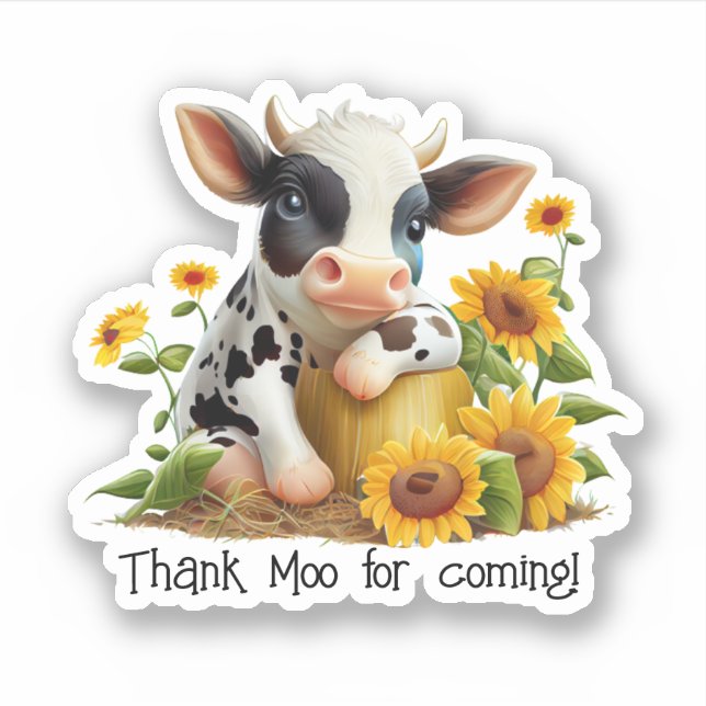 Cute Cow Thank Moo Sunflower Garden Custom Cut  (Front)