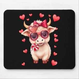 Cute Cow Valentine Heart Sungles Mouse Mat