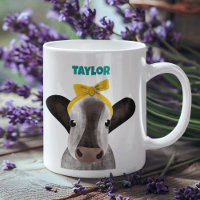 Cute Cow with Bow Personalised