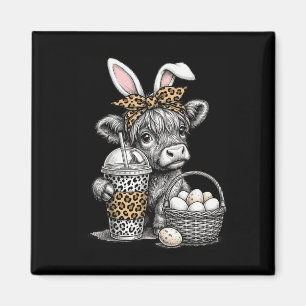 Cute Cow With Bunny And Snacks For Easter Fun  Magnet