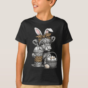 Cute Cow With Bunny And Snacks For Easter Fun T-Shirt