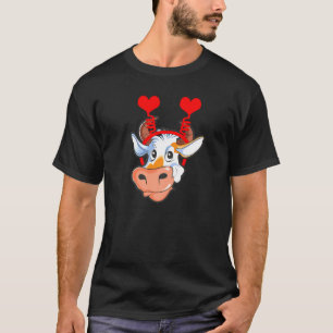 Cute Cow With Heart Head Boppers Headband Valentin T-Shirt