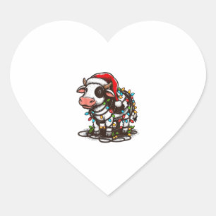 Cute Cow Xmas Kids Teen Girl Boy  Heart Sticker