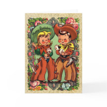 Cute Cowboy and Cowgirl Birthday Card
