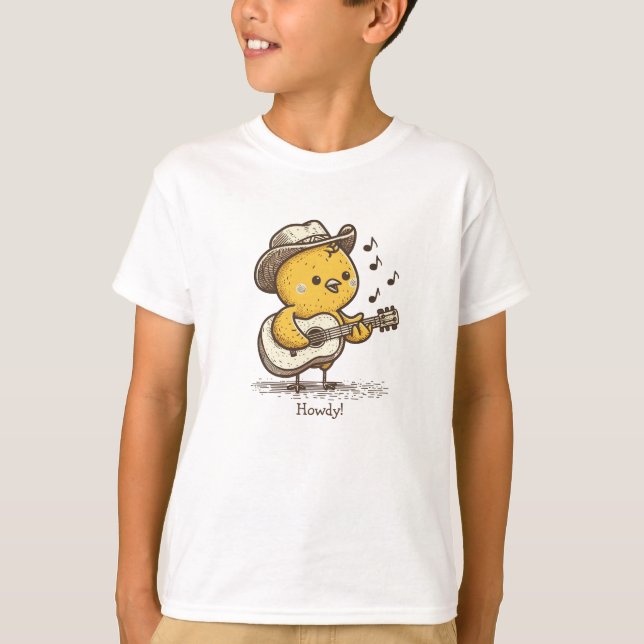 Cute Cowboy Baby Chick Playing Guitar Personalised T-Shirt (Front)