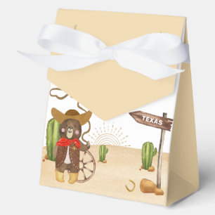 Cute Cowboy Bear Western Rodeo Cactus Baby Shower  Favour Box