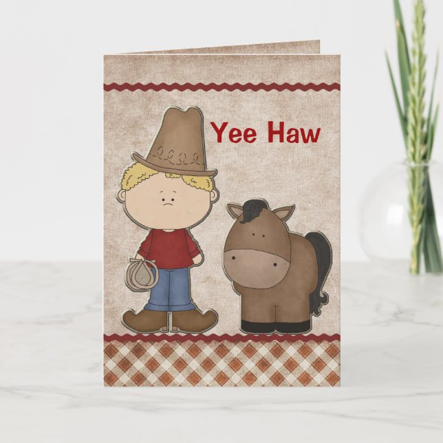 Cute Cowboy Birthday Greeting Card (Front)