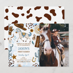 Cute Cowboy Birthday Photo Invitation