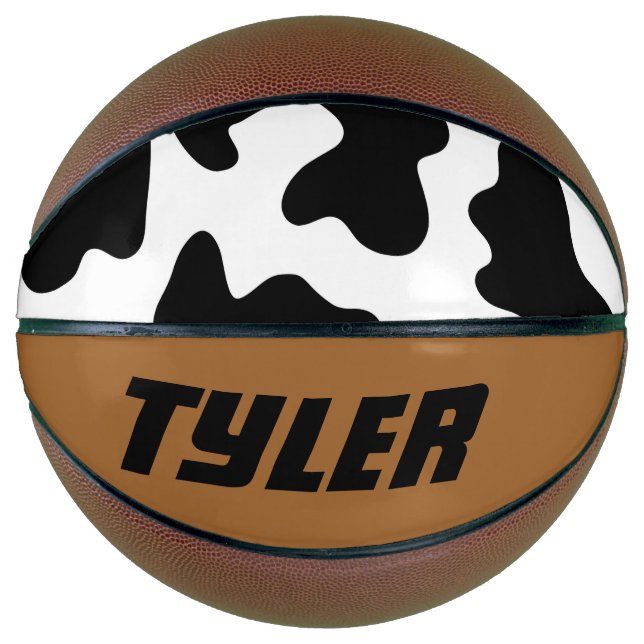 cute cowboy black and white farm cow print basketball (Front)