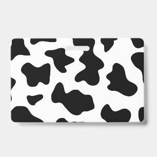 cute cowboy black and white farm cow print ID badge