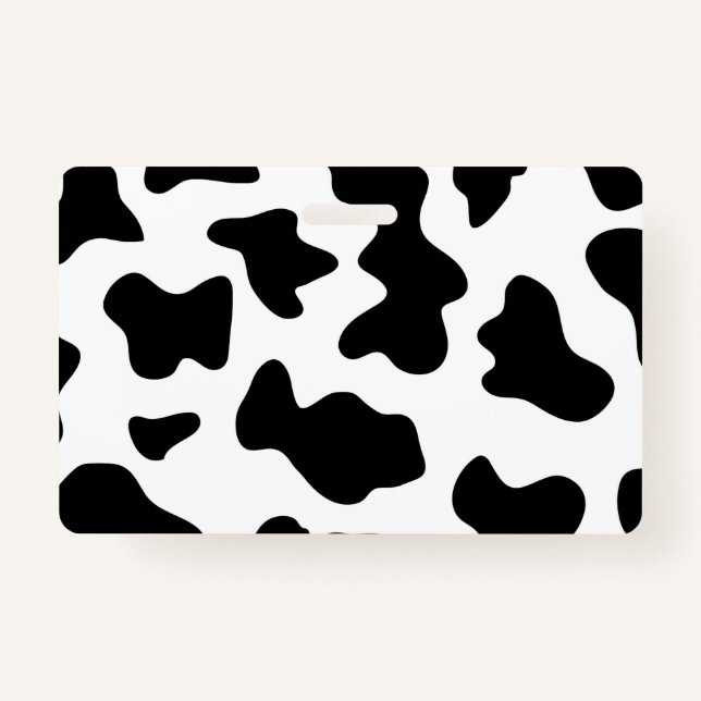 cute cowboy black and white farm cow print ID badge (Front)