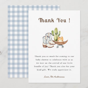 Cute Cowboy Boho Baby shower Thank you card