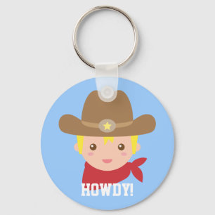 Cute Cowboy Boy Personalised Key Ring