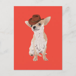 Cute Cowboy Chihuahua Dog Postcard