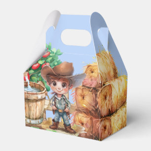 Cute Cowboy Farmer 1st. Birthday Party Favour Box