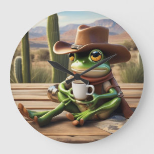 Cute Cowboy Frog with Coffee Clock