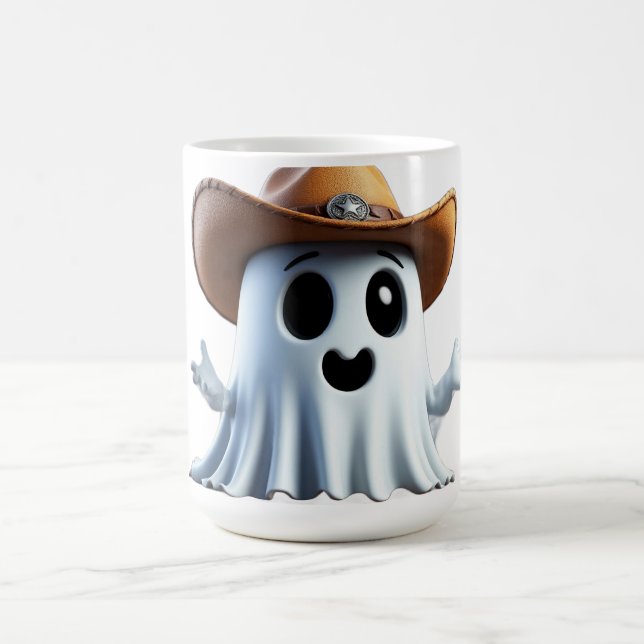 Cute Cowboy Ghost In Western Hat 🤠 Coffee Mug (Center)
