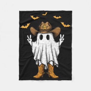 Cute Cowboy Ghost Sheriff Peace Funny Halloween Me Fleece Blanket