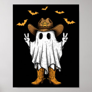 Cute Cowboy Ghost Sheriff Peace Funny Halloween Me Poster
