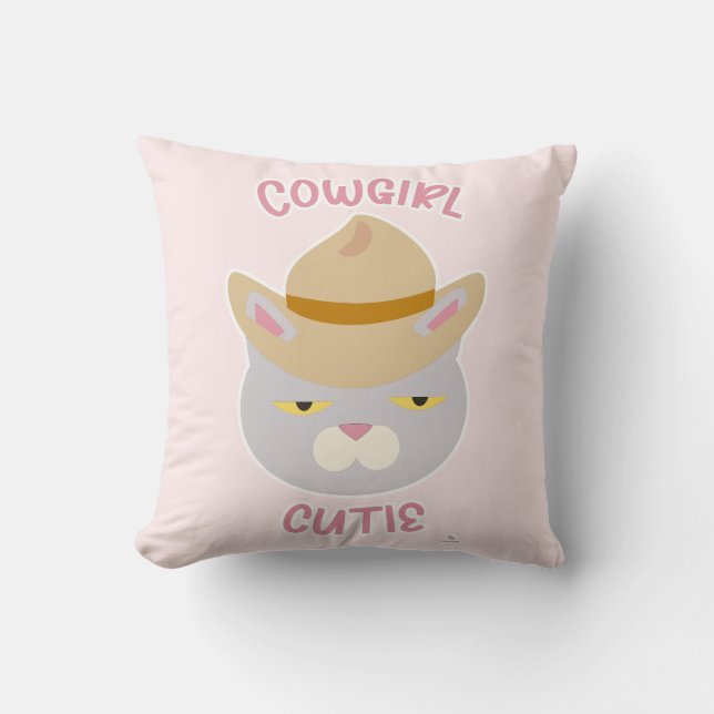 Cute Cowboy Hat Cowgirl Fun Cat Slogan Cushion (Front)