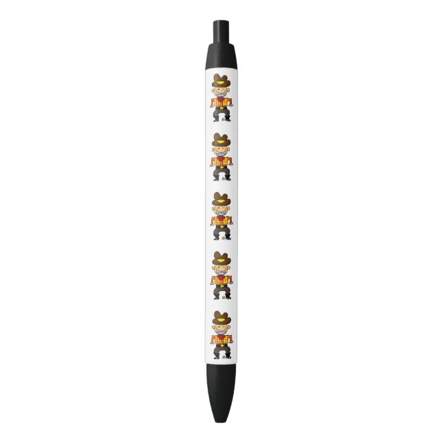 cute cowboy kid pattern black ink pen (Front Vertical)