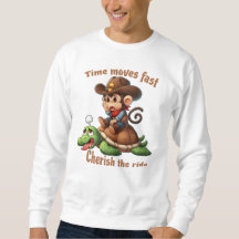 Cute Cowboy Monkey Riding Turtle