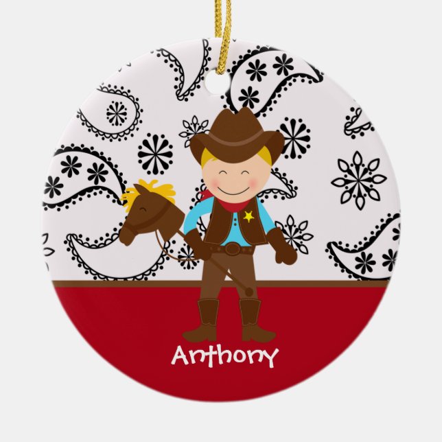Cute Cowboy  Ornament (Front)